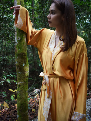 
                  
                    Midi Canopy motif Gold Silk Robe
                  
                