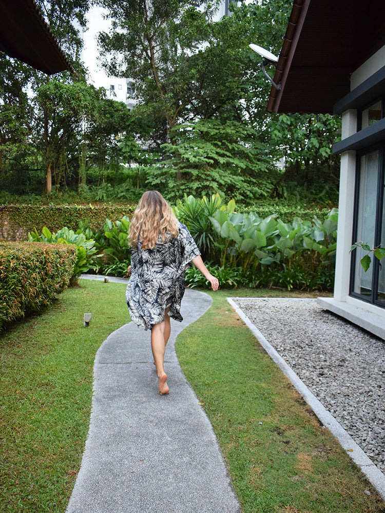 
                  
                    Palm Leaves Midi Silk Kaftan
                  
                