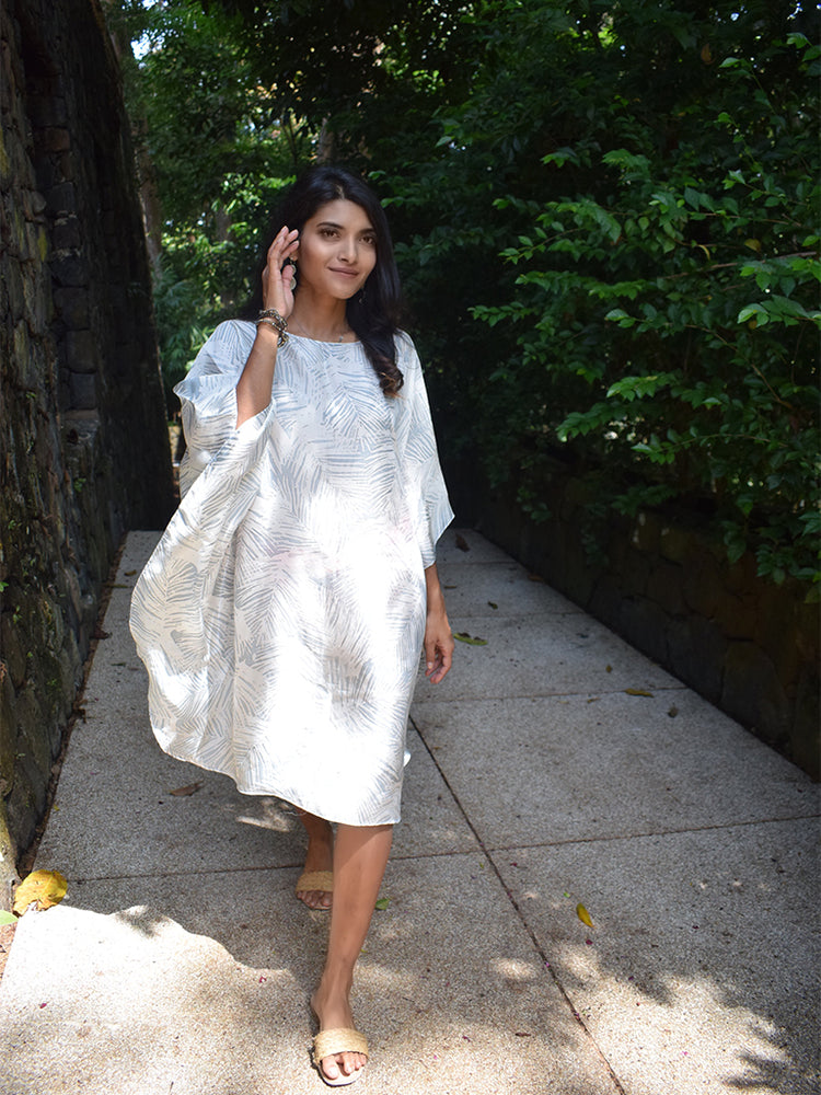 Paradiso Silver Midi Silk Kaftan