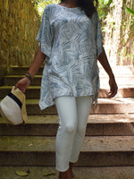 Paradiso Crepe Kaftan Top - Grey and White