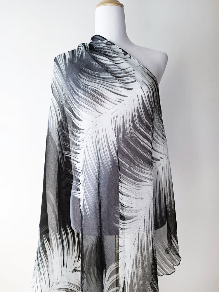 Plume Chiffon Shawl - Black and White