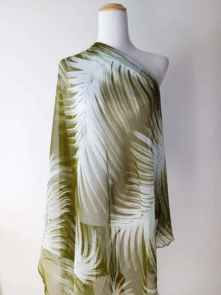 Plume Chiffon Shawl - Olive Green