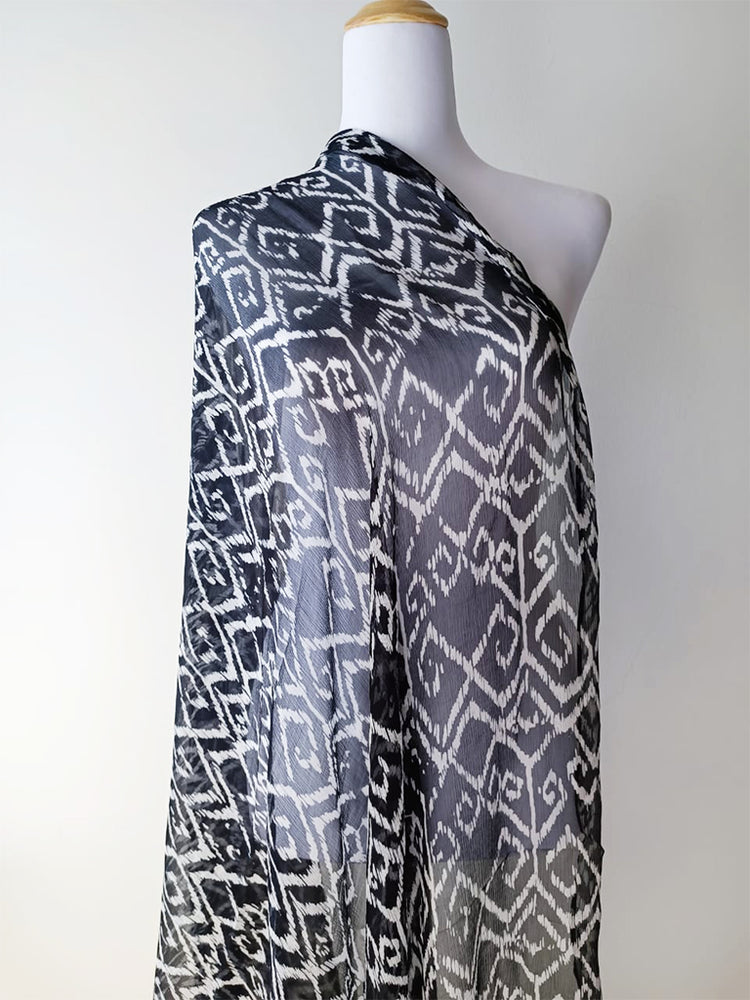 PUA Chiffon Shawl - Black and White