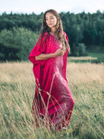 Stardust Long Fuchsia Silk Satin Kaftan