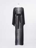 Stardust Black and White Crepe Silk Kimono Dress